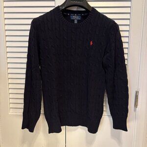 Polo Ralph Lauren Navy Cotton Cable Knit Sweater Size L/G (14-16)